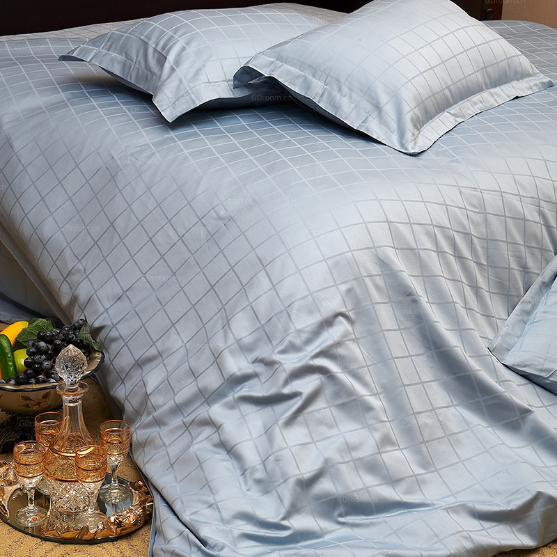 星级酒店 纯棉灰格床单