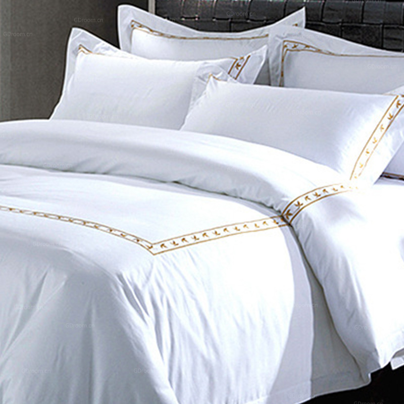 白色刺绣 60S酒店床品套件